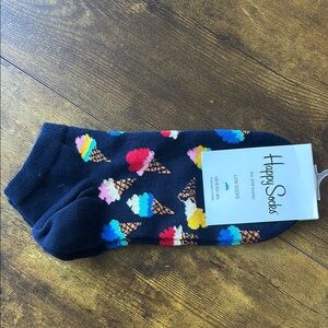 Happy Socks NWT Navy and Blue love Socks Vibrant Knit Design Icecream cones